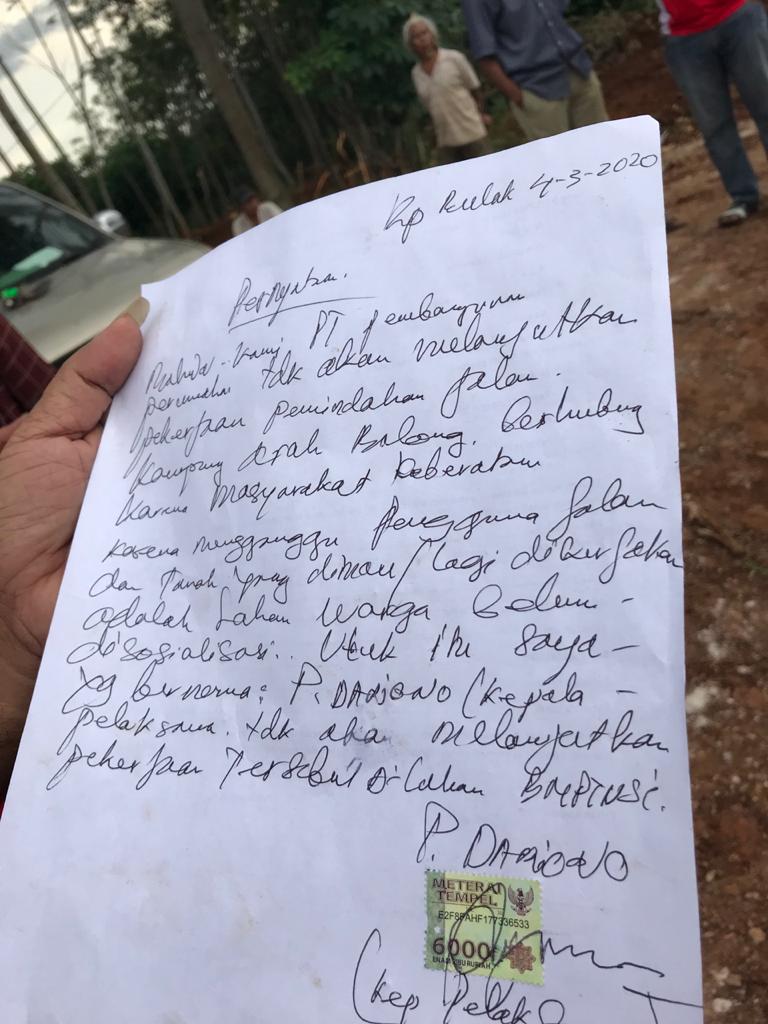 PT. PP Melanggar Kesepakatan Dengan Warga BMPTVSI