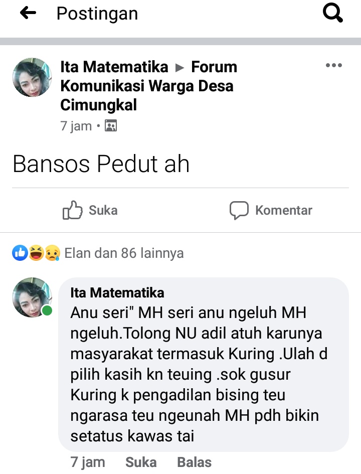 ASH: Ngamuk tak Mendapatkan Bansos, Jalan Utama Desa Cimungkal Jadi Sasarannya